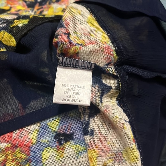 Princess Vera Wang blue and yellow floral tunic length tank top w sheer bottom - Picture 10 of 11